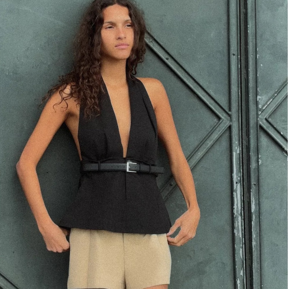 Zara NWT halter top with belt black 8628/785